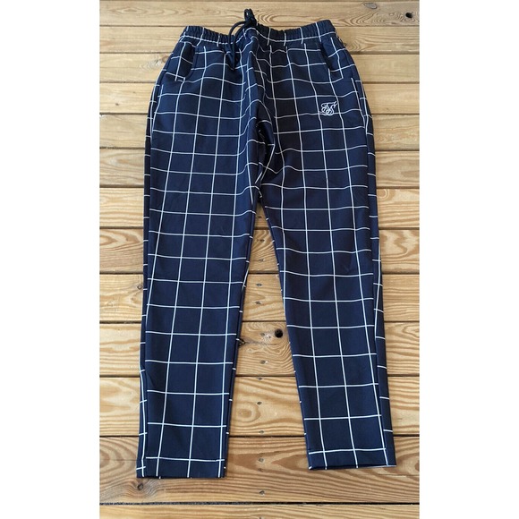 NWT Sik Silk Check Drawstring Pants Size 34 Men’s Black - Picture 1 of 10